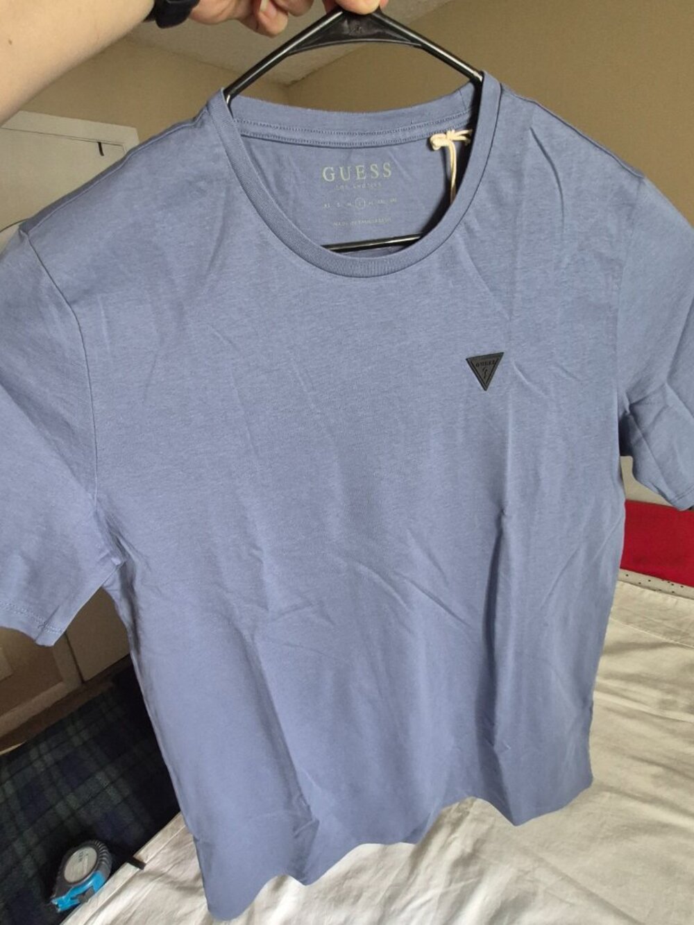 GUESS Men's Eco Crew Neck Patch Tee, Organic Cotton Rib knit collar NWT